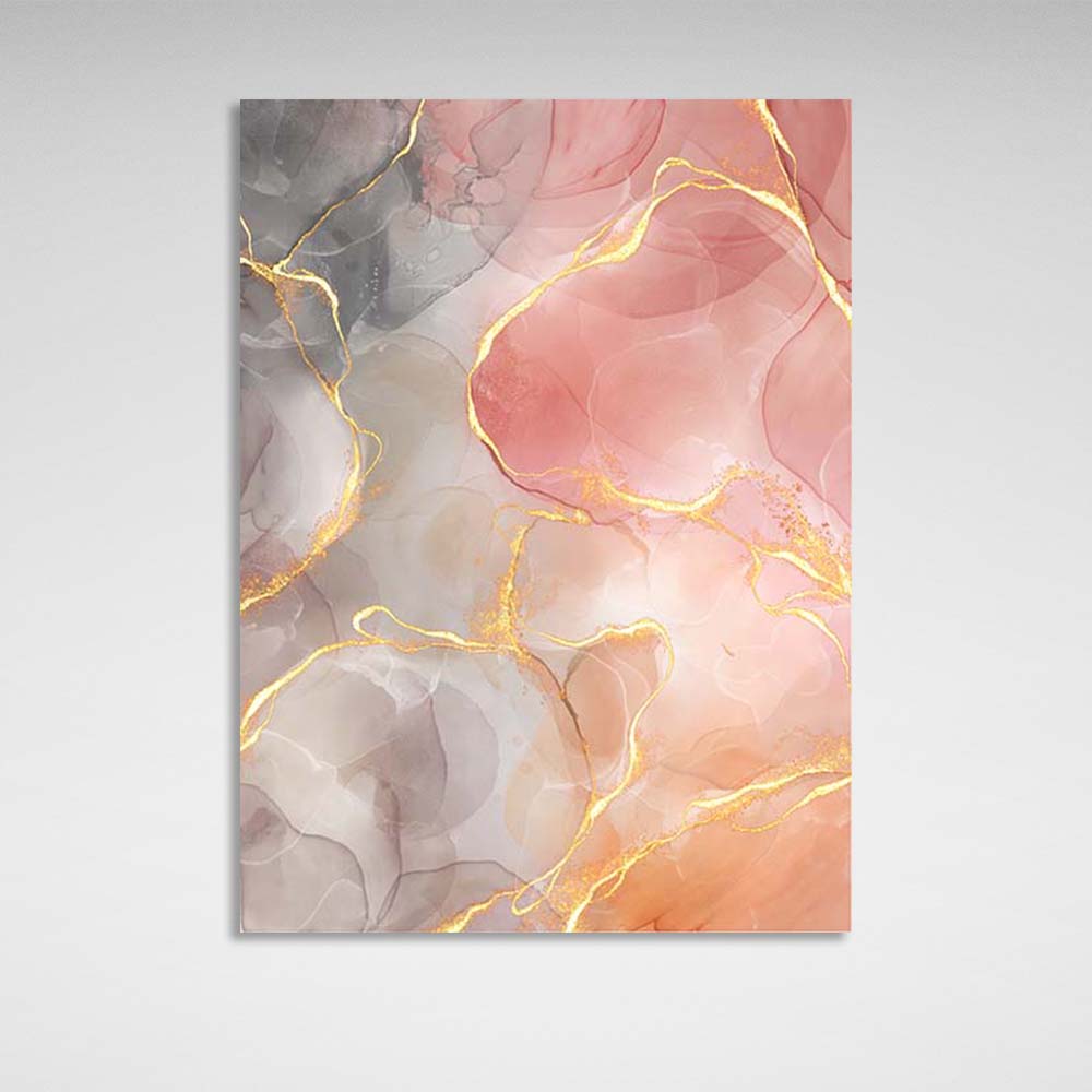 Abstraction Canvas Wall Art Print gray-pink marble