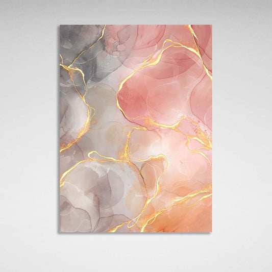 Abstraction Canvas Wall Art Print gray-pink marble