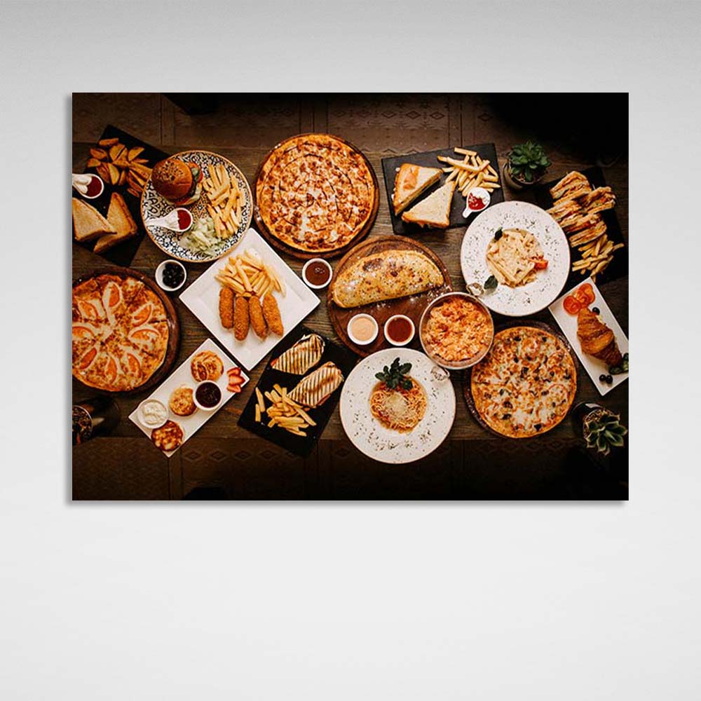 Canvas Wall Art Print For Kitchen A variety of baked goods for tea