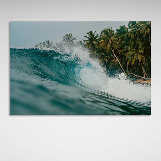 Canvas Wall Art Print Wave near a tropical island