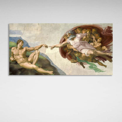 Reproduction of Michelangelo's fresco The Creation of Adam Reproduction Canvas Wall Art Print