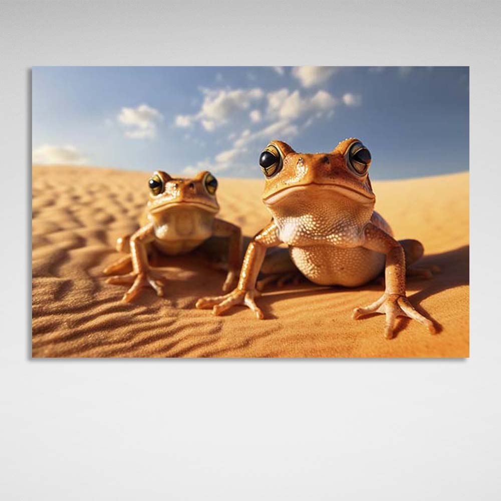 Canvas Wall Art Print Two frogs on the sand