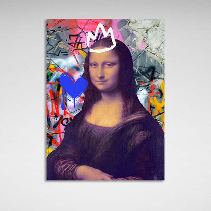 Canvas Wall Art Print Mona Lisa on the background of cracked wall in Garffiti