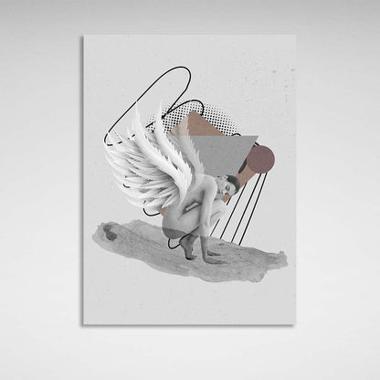 Angel girl on the background of geometric abstraction Canvas Wall Art Print