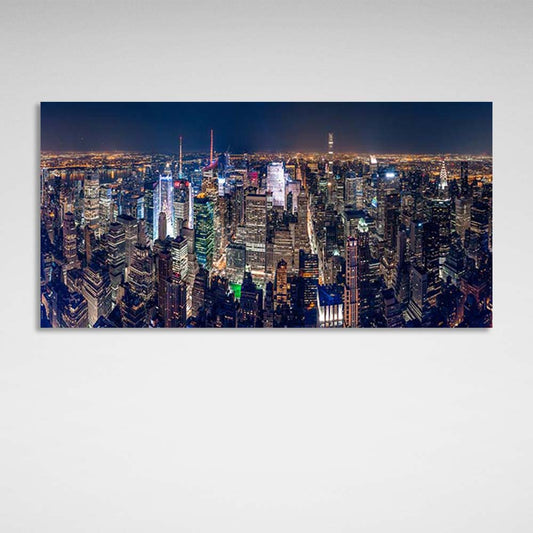 Canvas Wall Art Print View of night skyscrapers