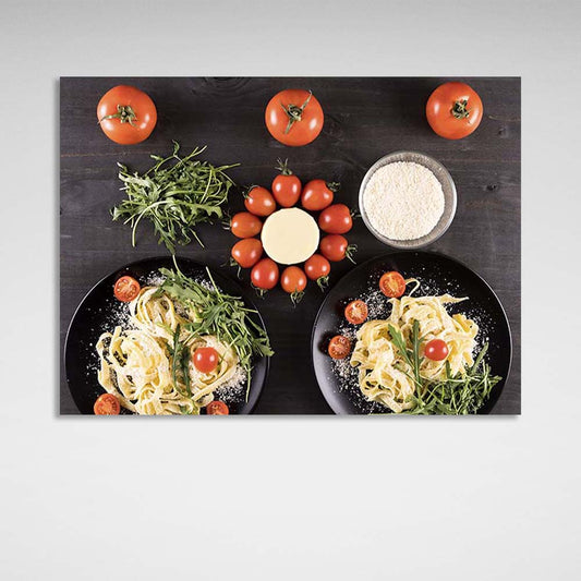 Canvas Wall Art Print For Kitchen Tagliatelle with tomatoes