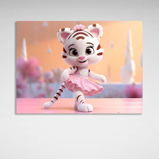 Canvas Wall Art Print Tiger in a pink skirt