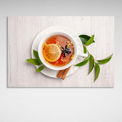 Canvas Wall Art Print For Kitchen Green tea with spices