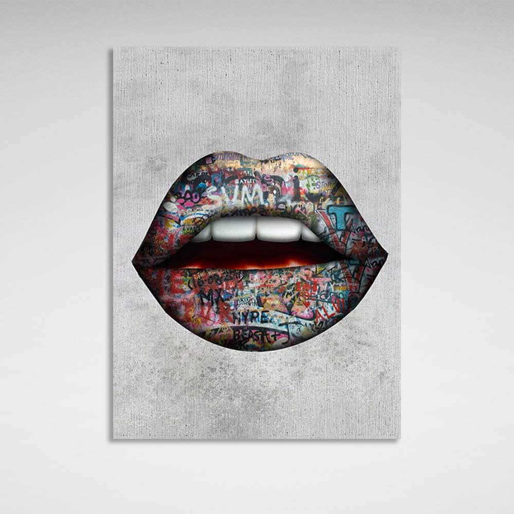 Canvas Wall Art Print Lips Graffiti