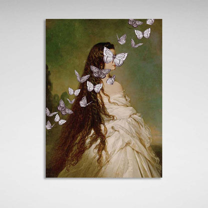 Canvas Wall Art Print Elisabeth of Bavaria with butterflies