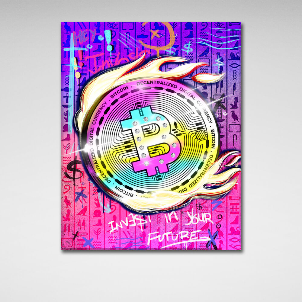 Bitcoin Invest in your future Motivational Canvas Wall Art Print