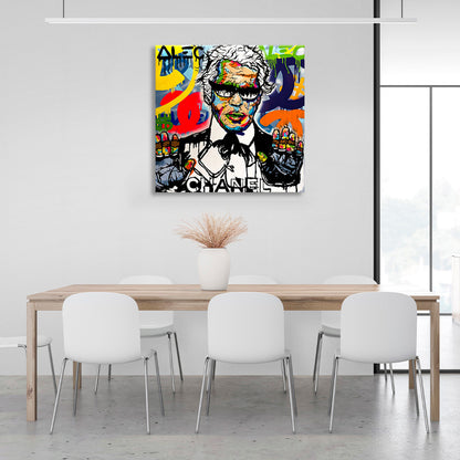 Graffiti of a man with "chanel" on it Canvas Wall Art Print