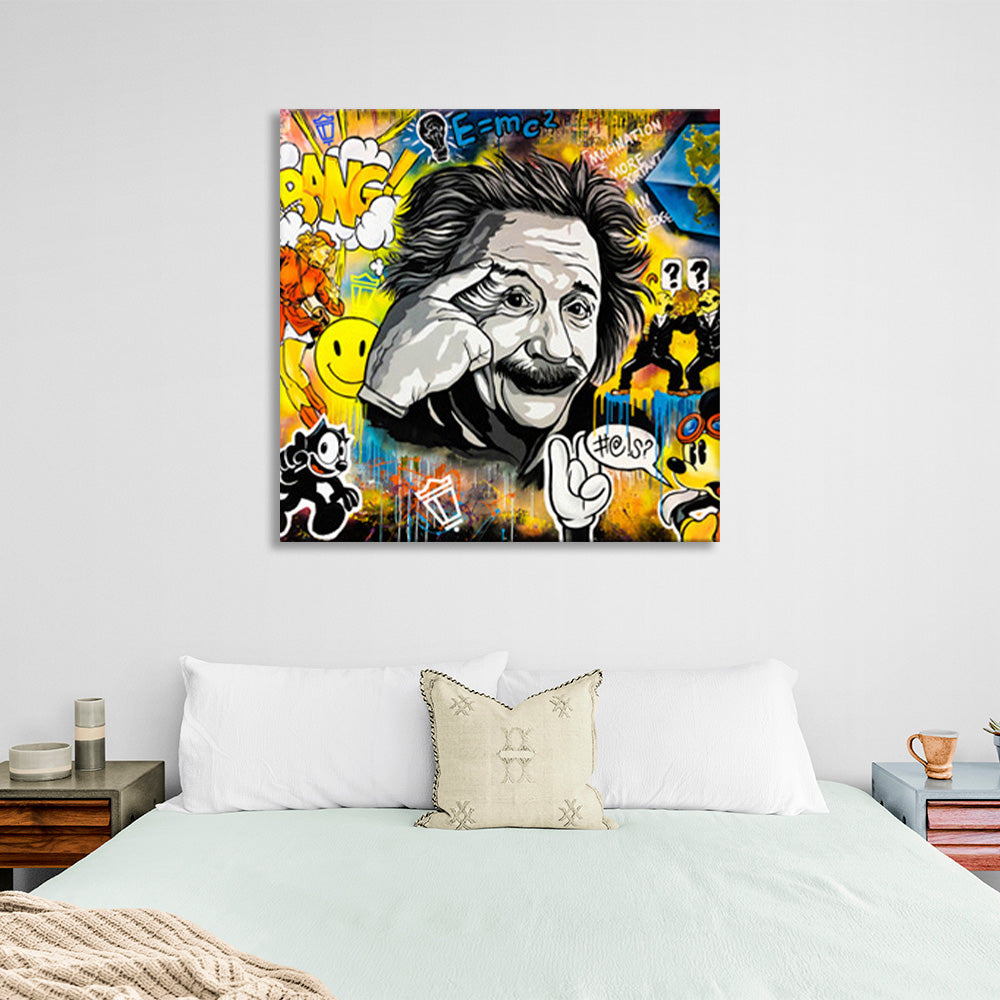 Graffiti Einstein Canvas Wall Art Print