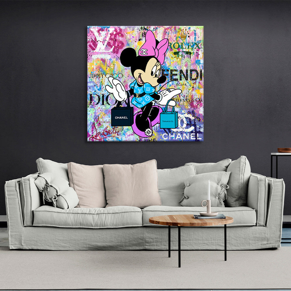 Mini Mauz with purchases from different brands Canvas Wall Art Print