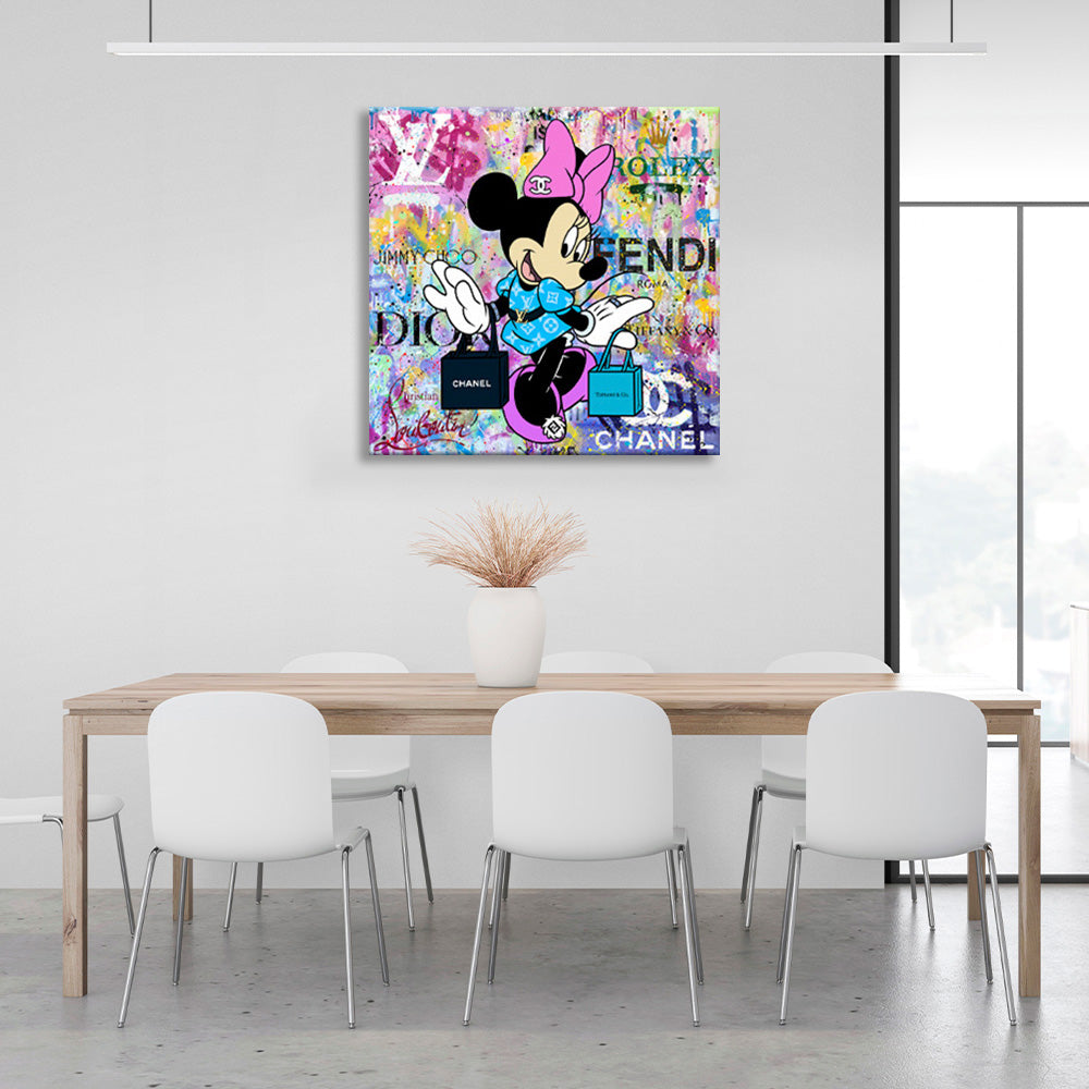 Mini Mauz with purchases from different brands Canvas Wall Art Print