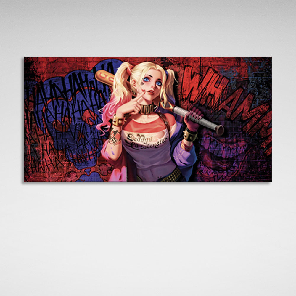 on canvas Harley Quinn graffiti Canvas Wall Art Print