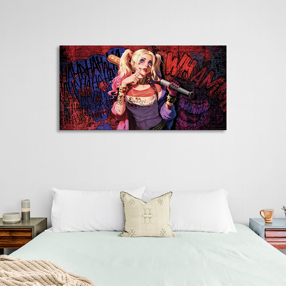 on canvas Harley Quinn graffiti Canvas Wall Art Print