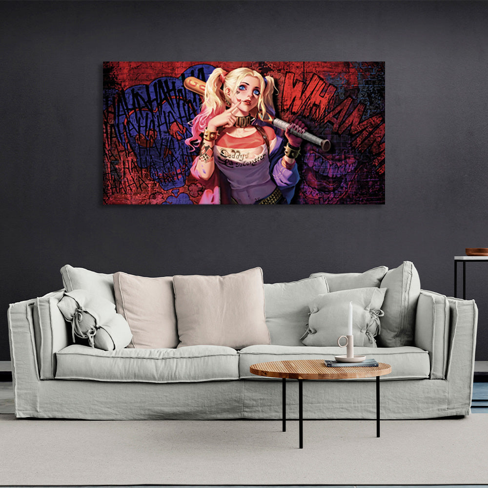 on canvas Harley Quinn graffiti Canvas Wall Art Print