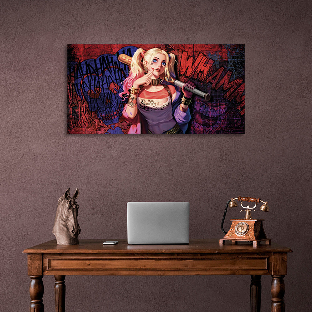 on canvas Harley Quinn graffiti Canvas Wall Art Print