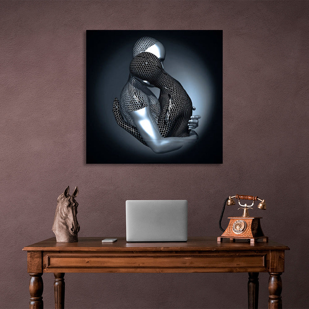 A couple under gray lighting Canvas Wall Art Print