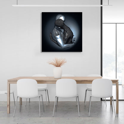 A couple under gray lighting Canvas Wall Art Print