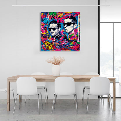 Two men in graffiti style Canvas Wall Art Print