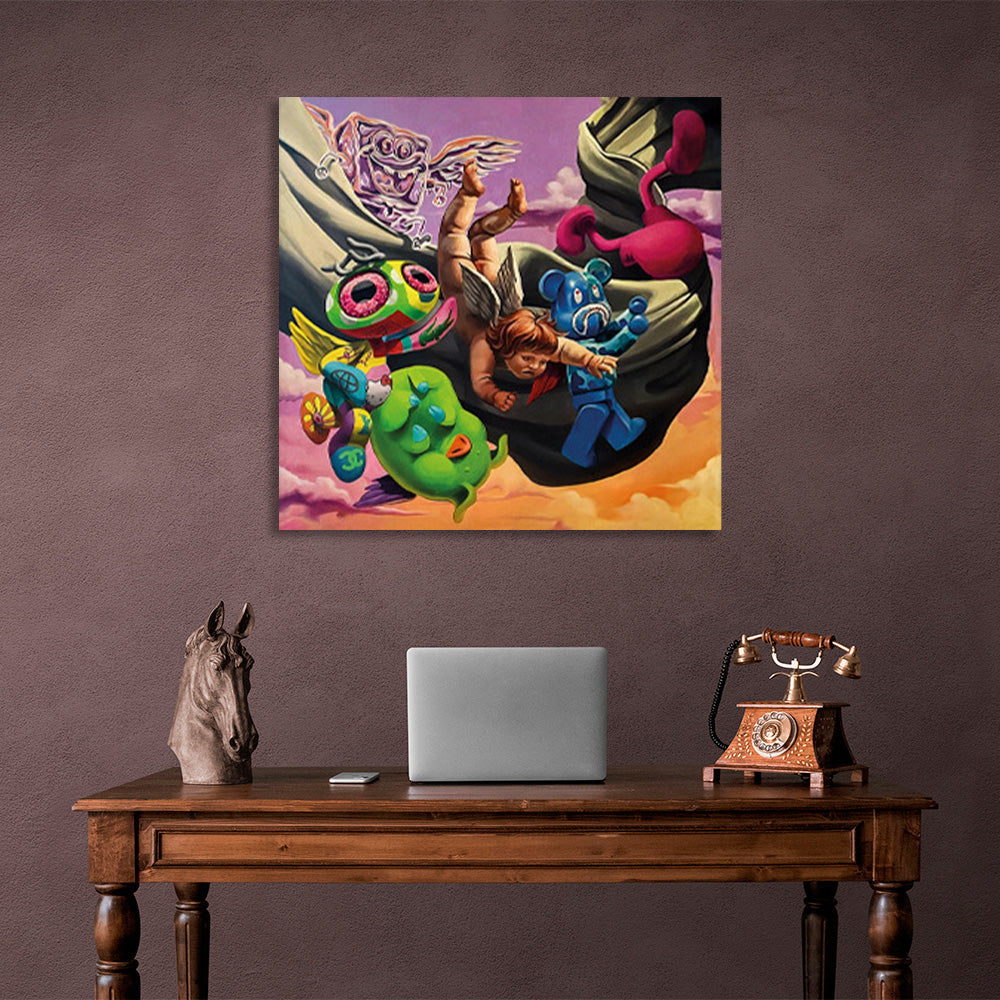 Cartoon characters in a variety of colors Canvas Wall Art Print