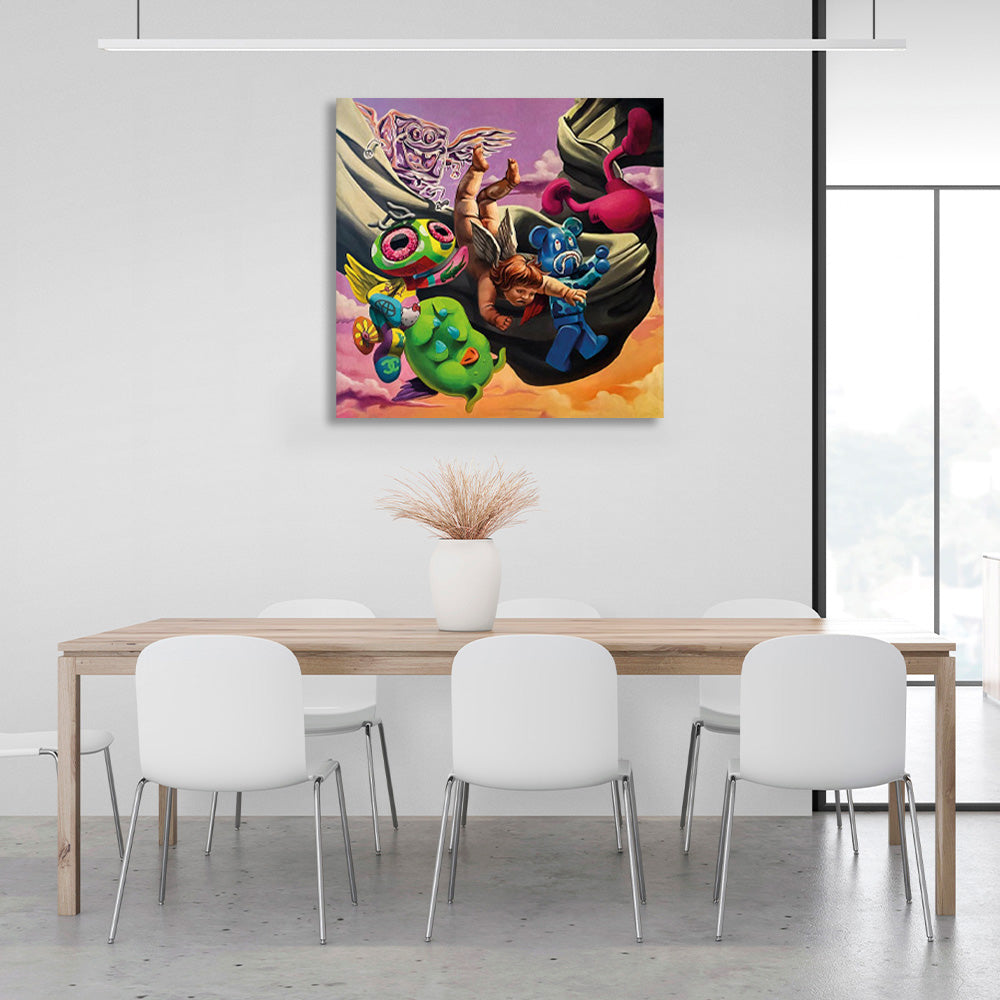 Cartoon characters in a variety of colors Canvas Wall Art Print