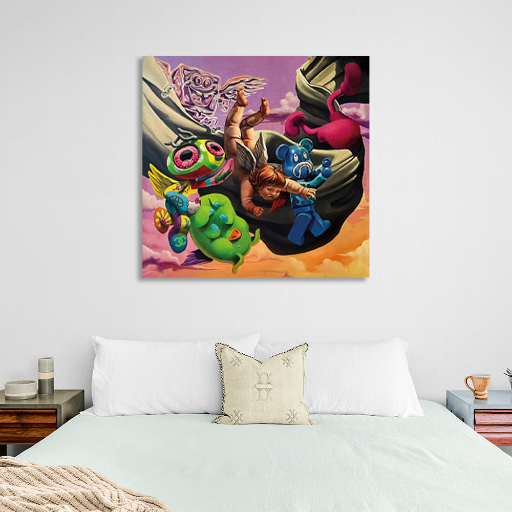 Cartoon characters in a variety of colors Canvas Wall Art Print