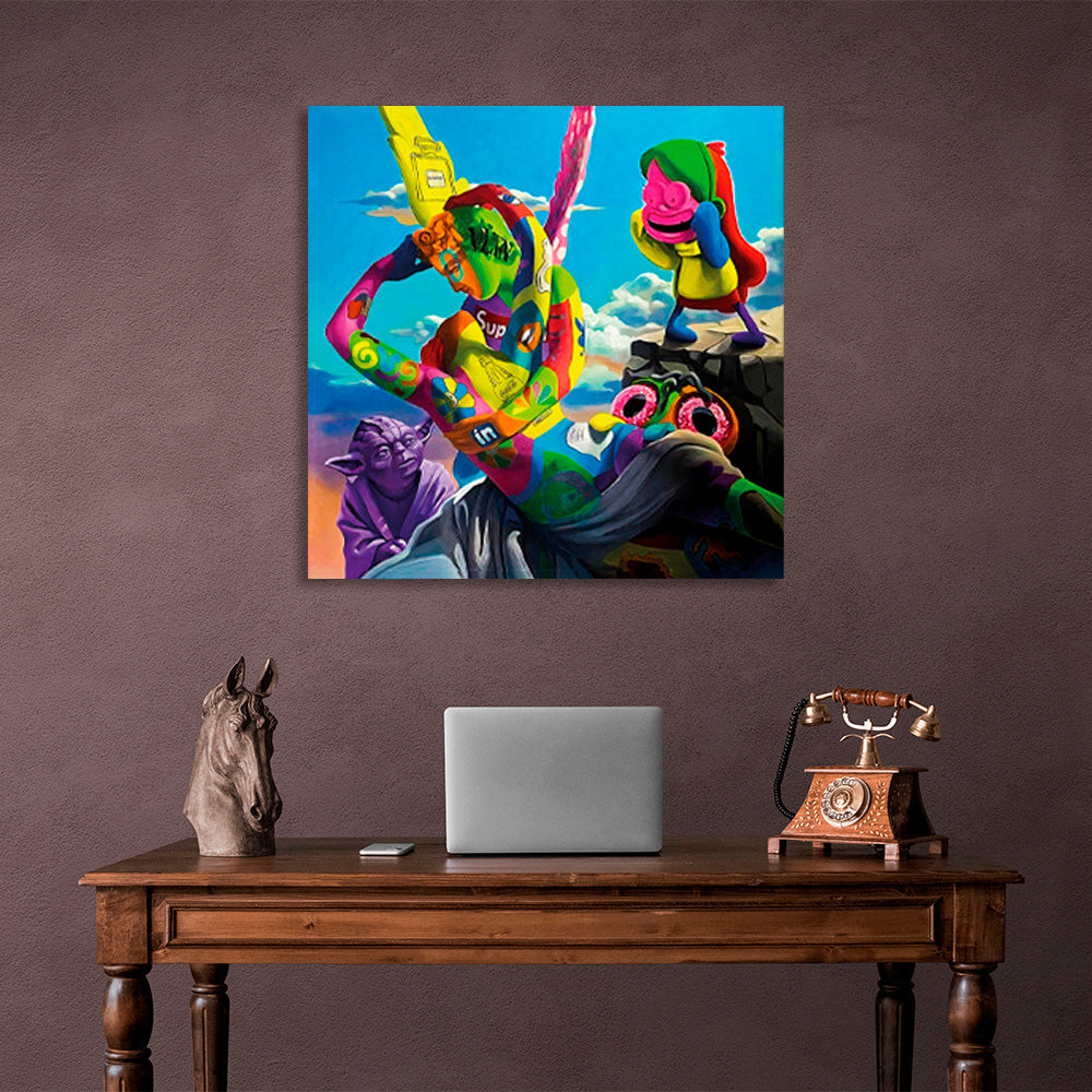 Characters in rainbow colors Canvas Wall Art Print