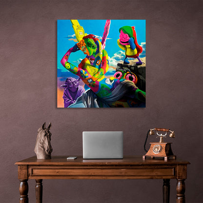 Characters in rainbow colors Canvas Wall Art Print