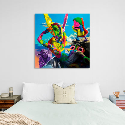 Characters in rainbow colors Canvas Wall Art Print