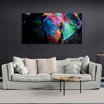 An elephant in bright colors Canvas Wall Art Print