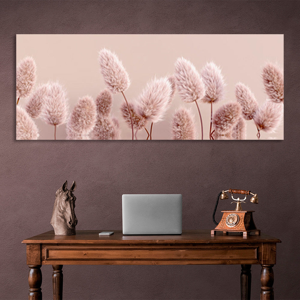 Soft beige plants on a pastel background Canvas Wall Art Print