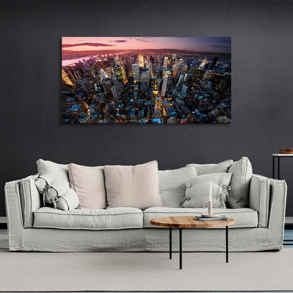 Evening big city Canvas Wall Art Print