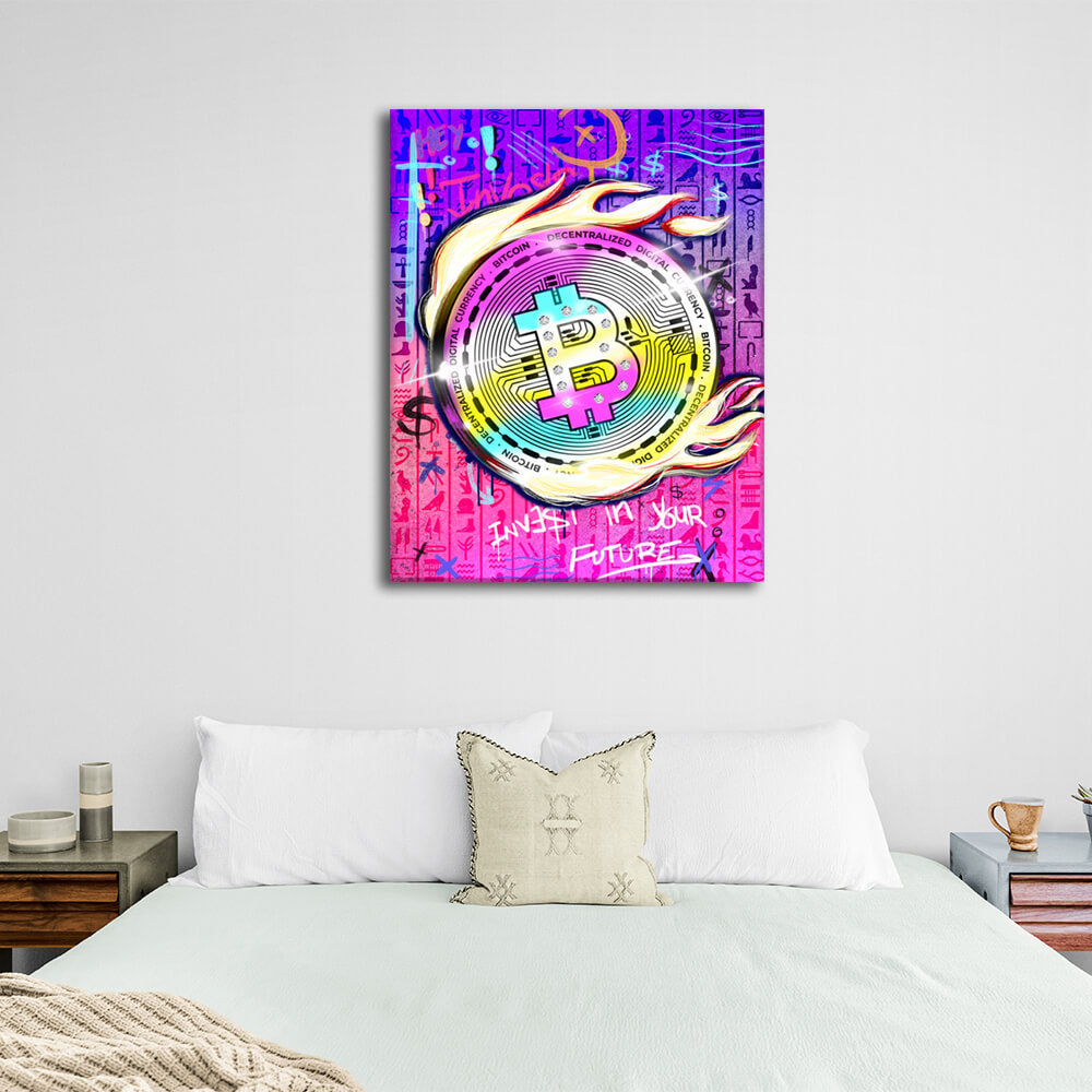 Bitcoin Invest in your future Motivational Canvas Wall Art Print