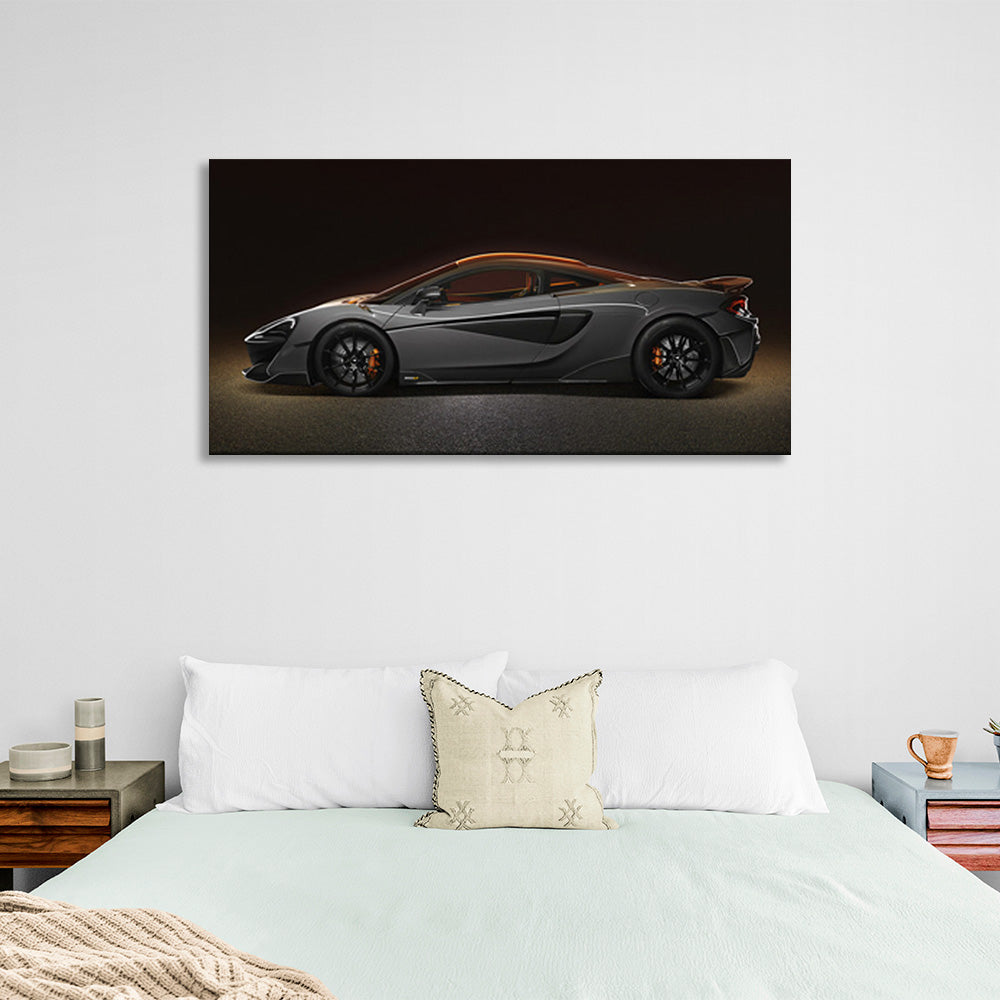 Painted car on black background Canvas Wall Art Print