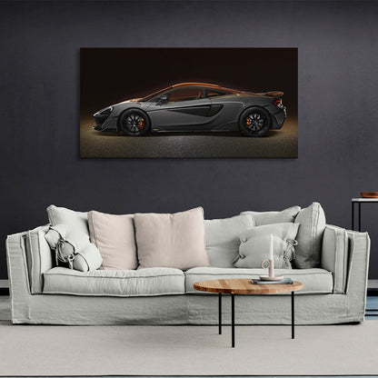 Painted car on black background Canvas Wall Art Print