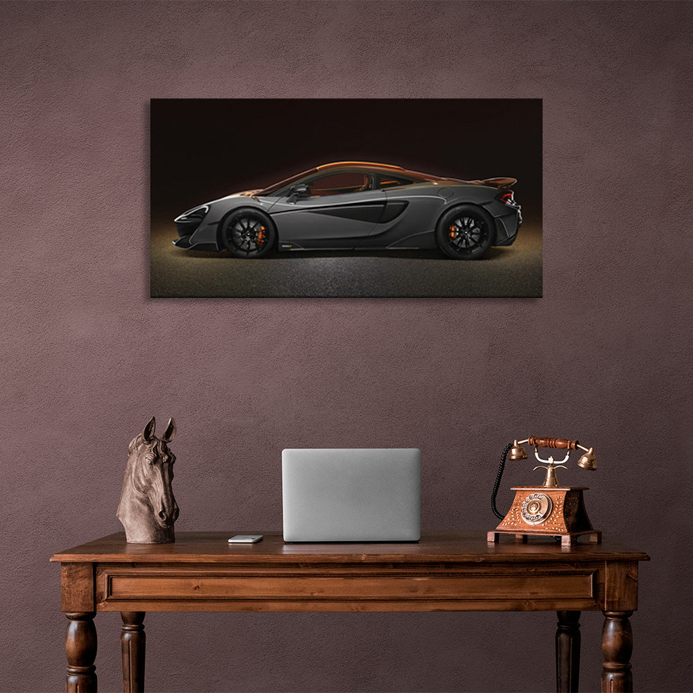 Painted car on black background Canvas Wall Art Print