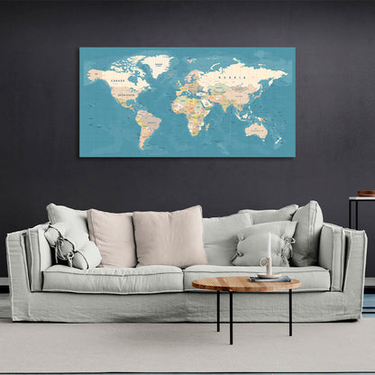 Standard world map Canvas Wall Art Print