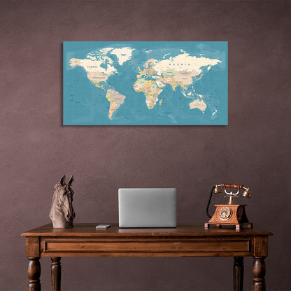 Standard world map Canvas Wall Art Print