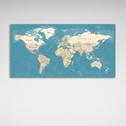 Standard world map Canvas Wall Art Print