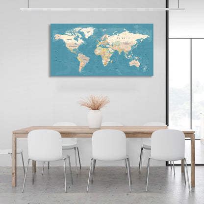 Standard world map Canvas Wall Art Print