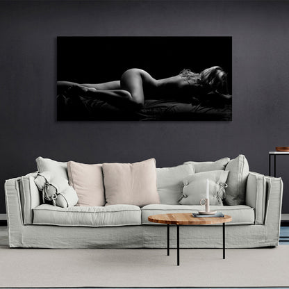 The girl in black and white Canvas Wall Art Print For Bedroom