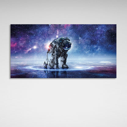 Astronaut on a starry background Canvas Wall Art Print