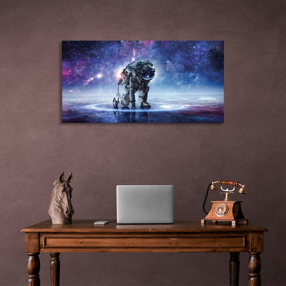 Astronaut on a starry background Canvas Wall Art Print