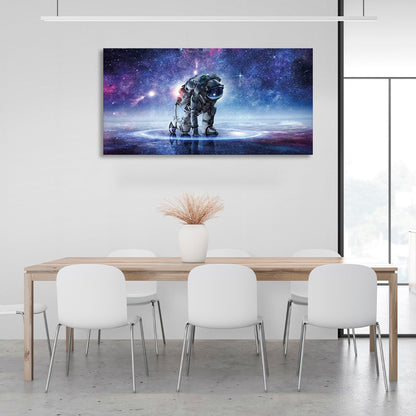 Astronaut on a starry background Canvas Wall Art Print