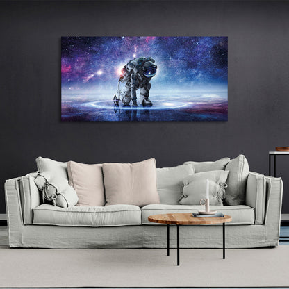 Astronaut on a starry background Canvas Wall Art Print