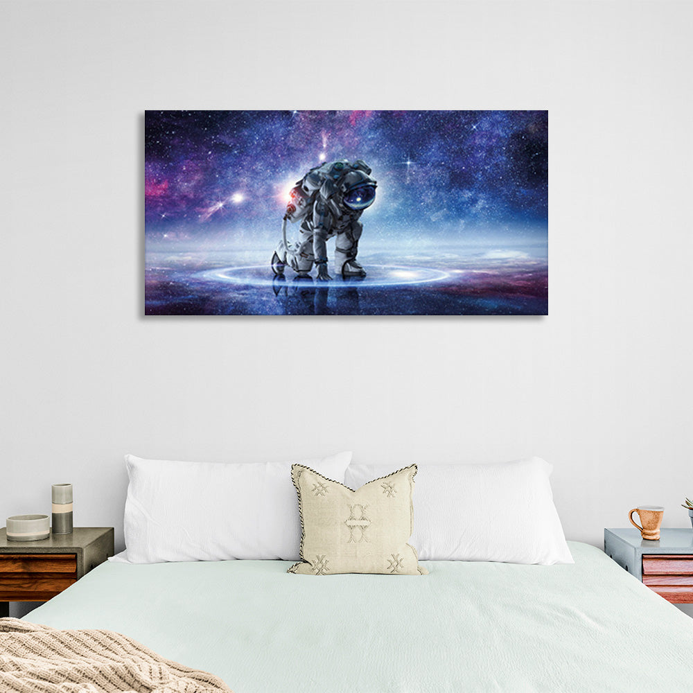 Astronaut on a starry background Canvas Wall Art Print