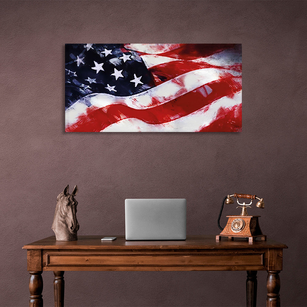 US flag Canvas Wall Art Print